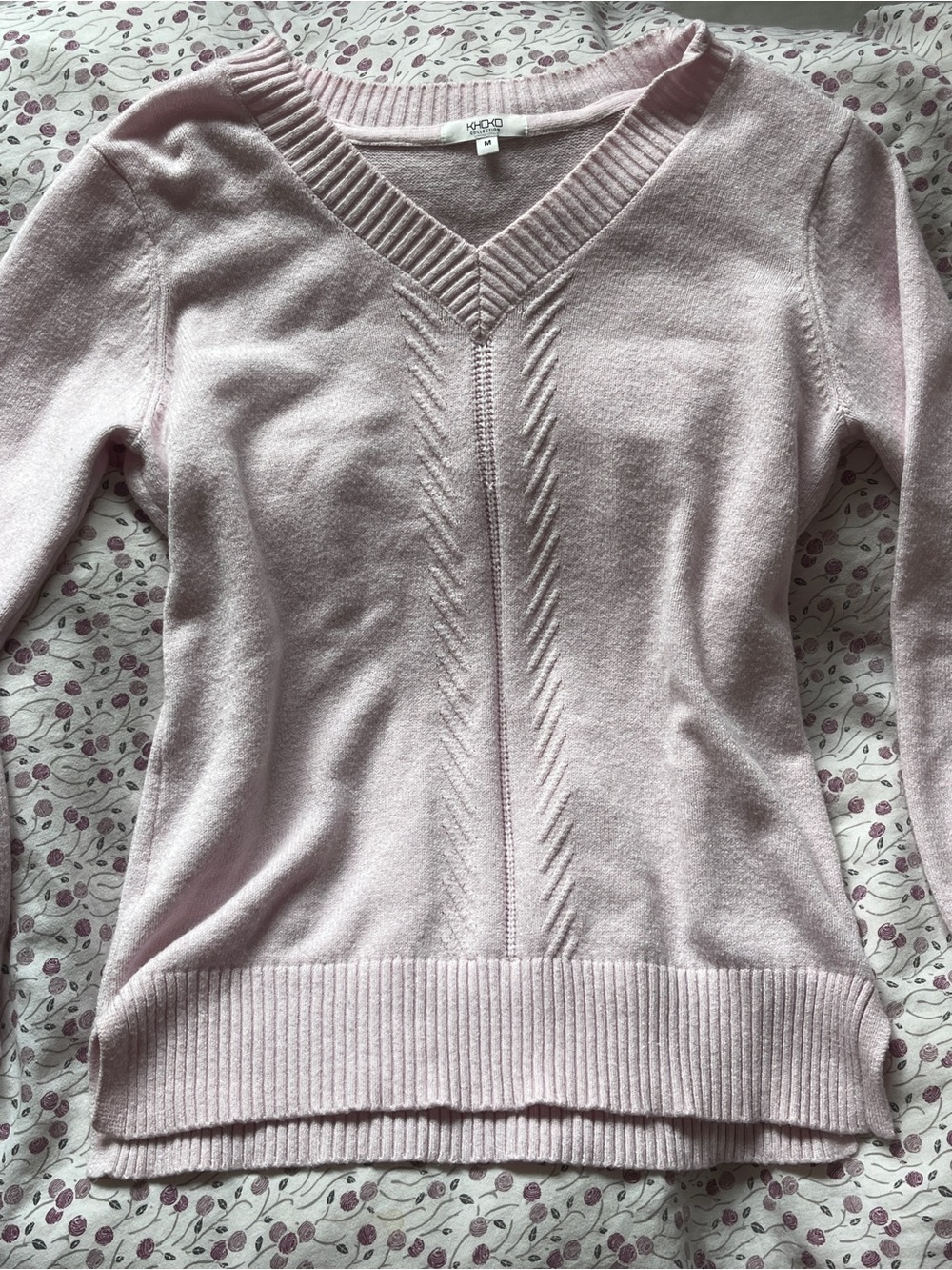 baby pink v neck sweater